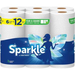 imageSparkle PickASize Paper Towels 24 Double Rolls  48 Regular Rolls Everyday Value Paper Towel with Full and Half Sheets110 sheet 3 Packs of 2