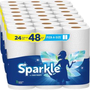 imageSparkle PickASize Paper Towels 24 Double Rolls  48 Regular Rolls Everyday Value Paper Towel with Full and Half Sheets110 sheet Pack of 24