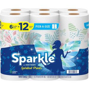 imageSparkle PickASize Paper Towels 24 Double Rolls  48 Regular Rolls Everyday Value Paper Towel with Full and Half Sheets110 sheet Pack of 6
