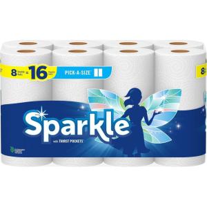 imageSparkle PickASize Paper Towels Spirited Prints 2 Double Rolls Strong 2 Ply Towels for Kitchen Cleanup and Everyday Messes110 Sheet Pack of 8