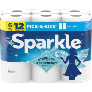 imageSparkle PickASize Paper Towels Spirited Prints 2 Double Rolls Strong 2 Ply Towels for Kitchen Cleanup and Everyday Messes110 sheet 6 Packs