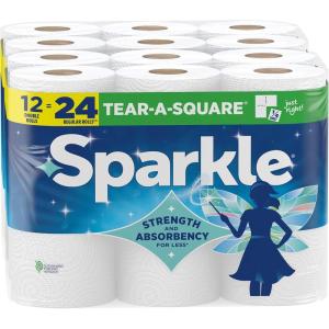 imageSparkle PickASize Paper Towels Spirited Prints 2 Double Rolls Strong 2 Ply Towels for Kitchen Cleanup and Everyday Messes12 Double Rolls Pack of 1