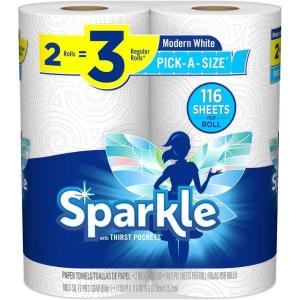 imageSparkle PickASize Paper Towels Spirited Prints 2 Double Rolls Strong 2 Ply Towels for Kitchen Cleanup and Everyday Messes2 Count Pack of 1