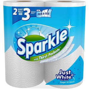 imageSparkle PickASize Paper Towels Spirited Prints 2 Double Rolls Strong 2 Ply Towels for Kitchen Cleanup and Everyday Messes2 Giant Rolls