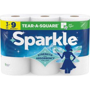 imageSparkle PickASize Paper Towels Spirited Prints 2 Double Rolls Strong 2 Ply Towels for Kitchen Cleanup and Everyday Messes3 Triple Rolls Pack of 1
