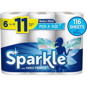 imageSparkle PickASize Paper Towels Spirited Prints 2 Double Rolls Strong 2 Ply Towels for Kitchen Cleanup and Everyday Messes6 Count Pack of 1